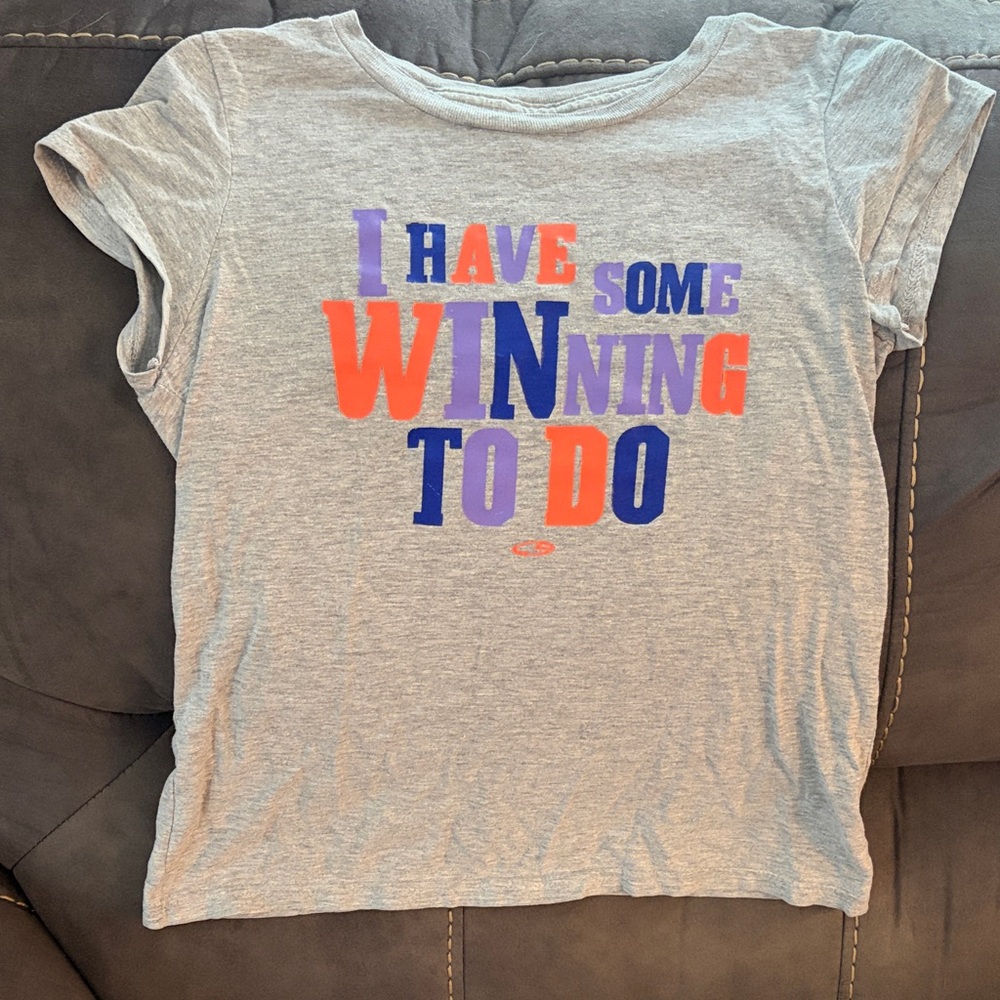 Champion Kids Gray Tee with Orange & Purple Graphic